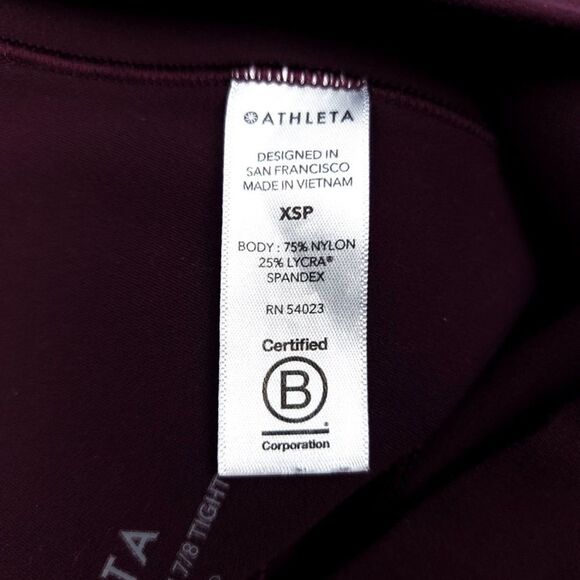 ATHLETA Salutation II 7/8 Stash Pocket Tight Womens XS Petite Spiced Cabernet - Picture 7 of 8